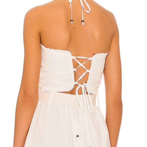 V. Chapman White Tiered Ruffle Midi Dress Size 10 Cutout Corset Resort $385 NEW - Picture 5 of 10